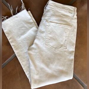 MOTHER Off White Frayed Jeans